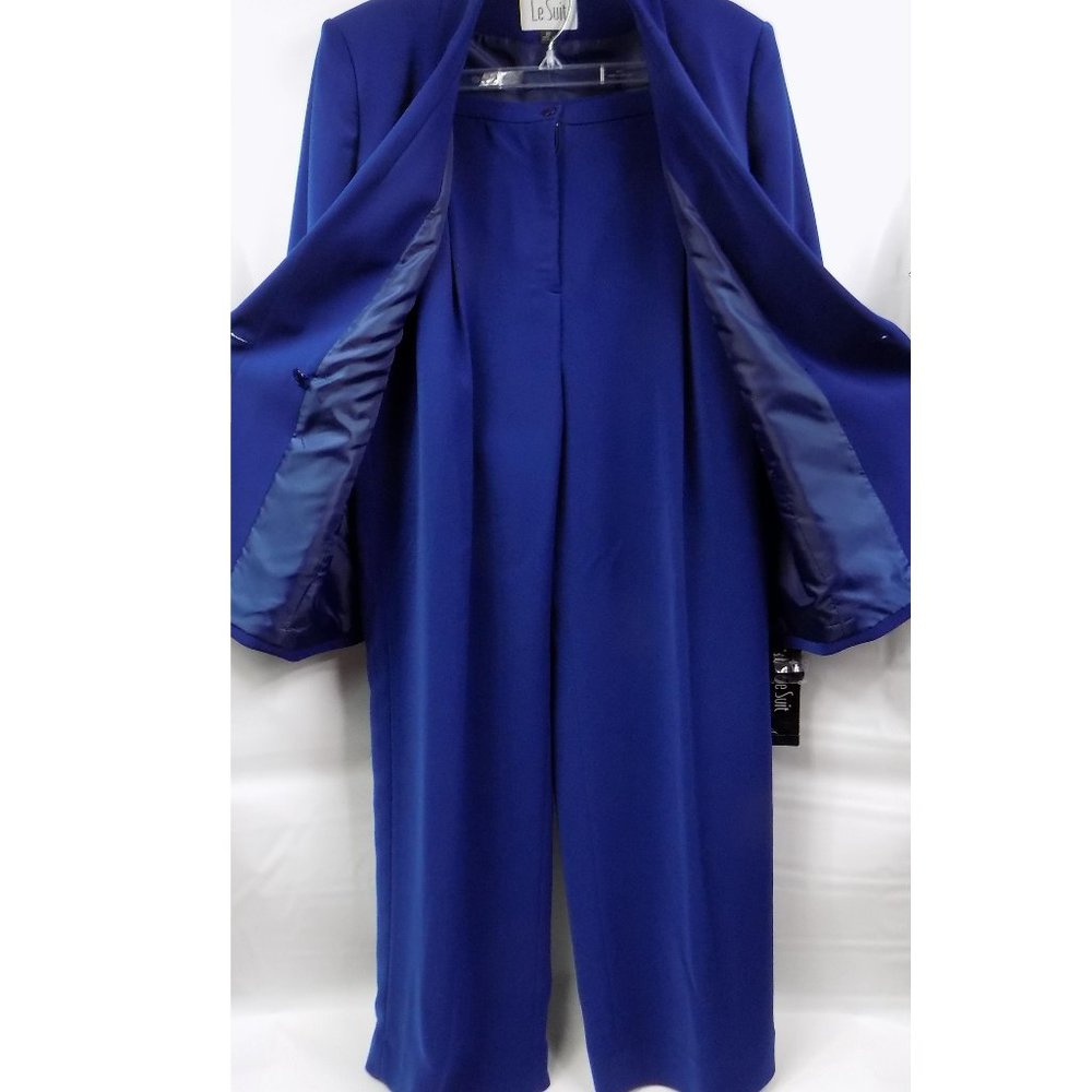 Le Suit 2-Piece Blue Pant Suit Blazer & Pants Set Size 18 NEW WITH TAGS - Picture 4 of 14